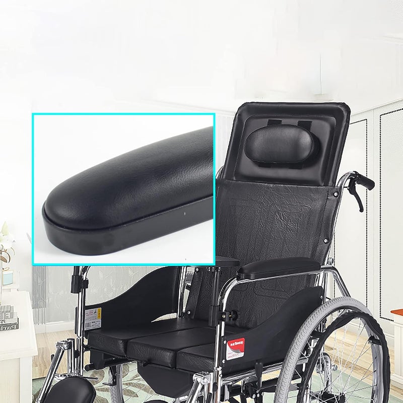NICEYST 1 Pair Universal Wheelchair Armrest PU Leather Sponge Padded Arm Pads Replacement with Screws Office Chair Elbow Pillow Cover Cushion Pad (10.63 inch) - Image 2